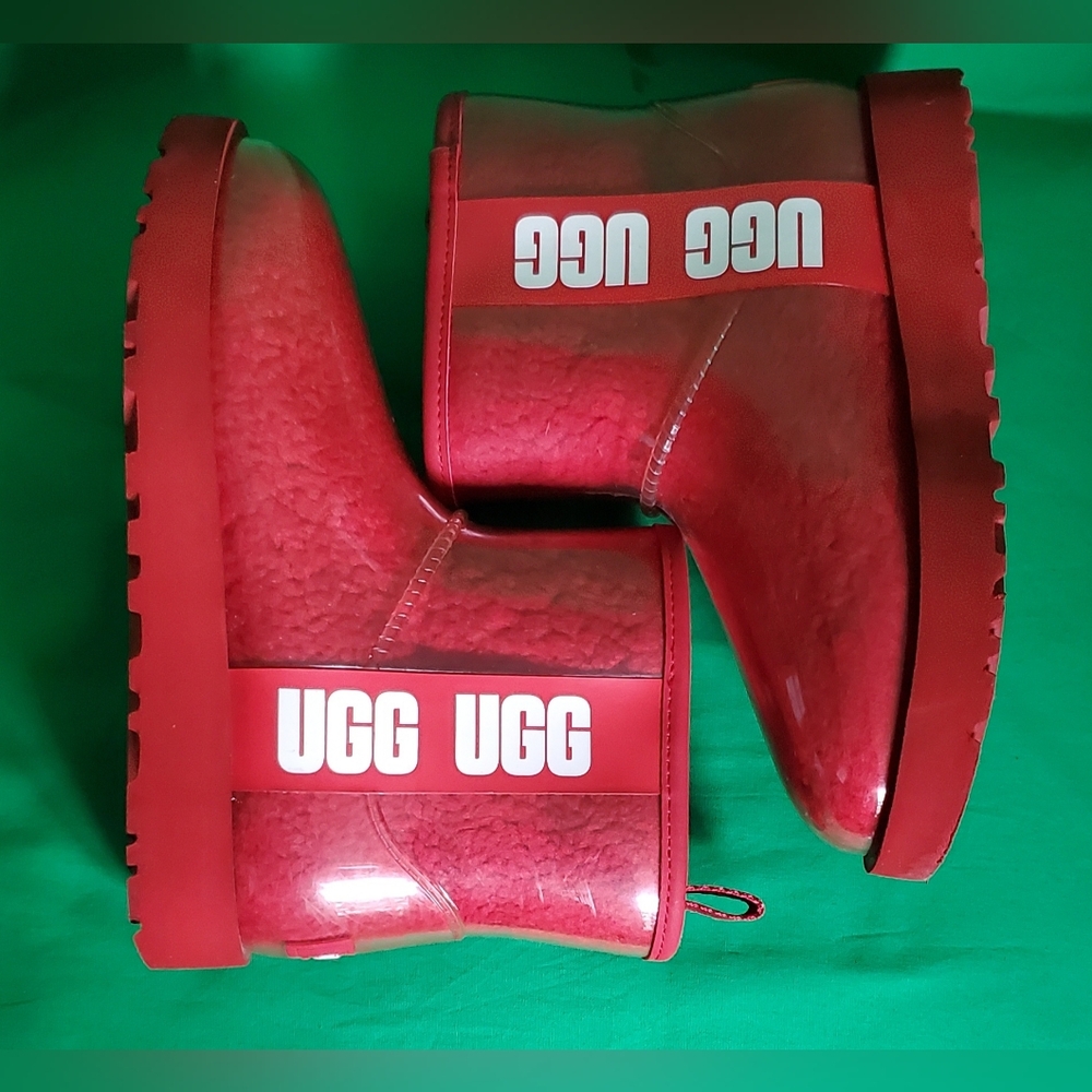 UGG Classic Clear Mini waterproof boots in Samba Red. 